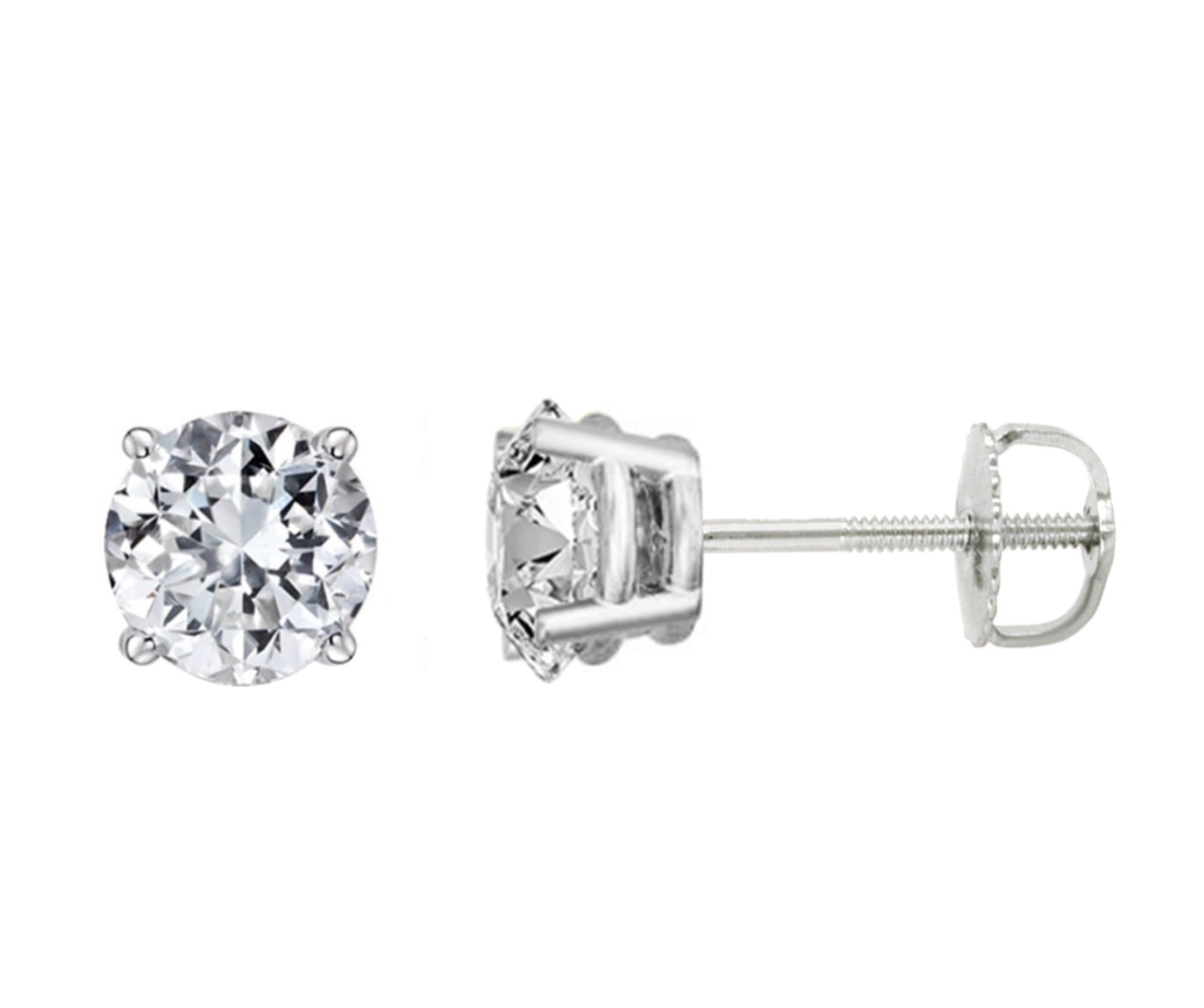 14K WHITE GOLD - LAB DIAMOND SCREW-BACK STUD EARRINGS 1/2CT.