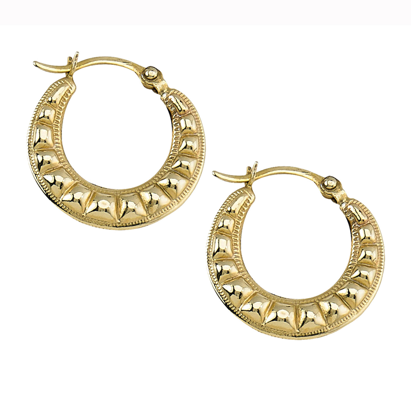 10K GOLD - TEXTURED HOOP EARRINGS