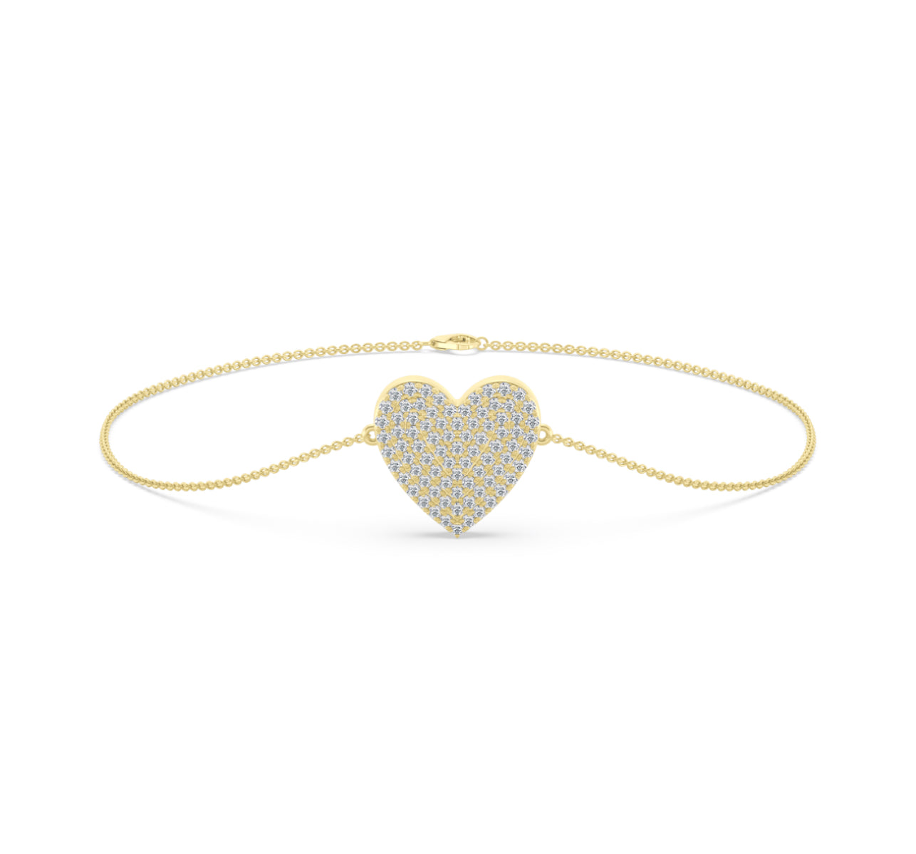 14K GOLD - LAB DIAMOND HEART BRACELET.