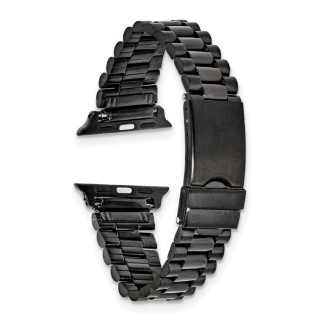 BLACK STAINLESS STEEL - GILDEN APPLE SMART WATCH PRESIDENTIAL BAND 7.4”