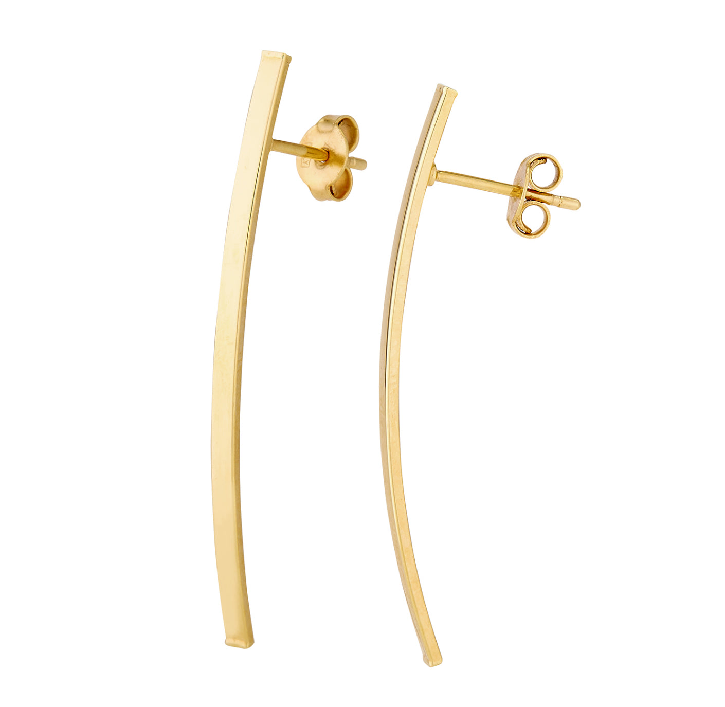 14K GOLD - BAR POST EARRINGS.