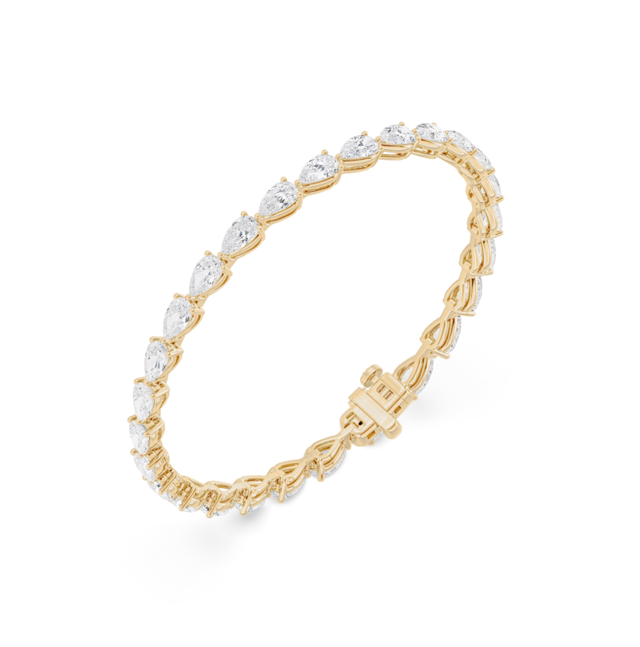 14K GOLD - LAB DIAMOND PEAR BRACELET.