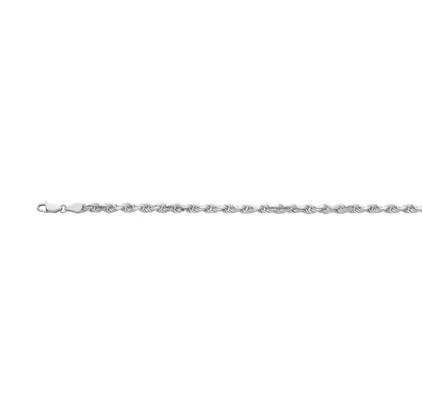 10K WHITE GOLD - DIAMOND CUT ROPE CHAIN 4MM.