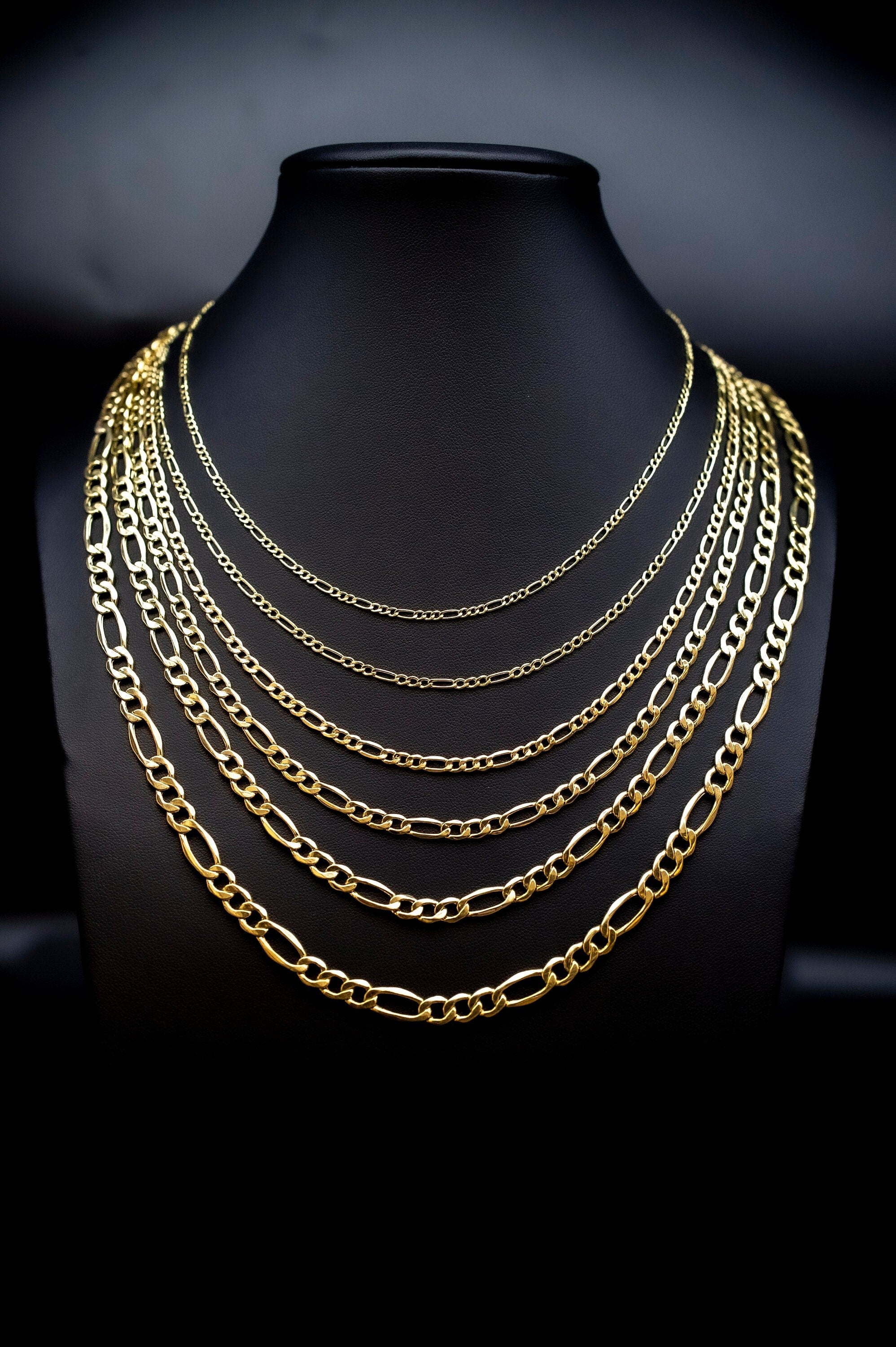 Solid 10K Gold - Figaro Chain 2mm, 4.5mm